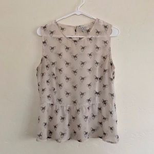 H&M Sheer Bow Tie Graphic Blouse !